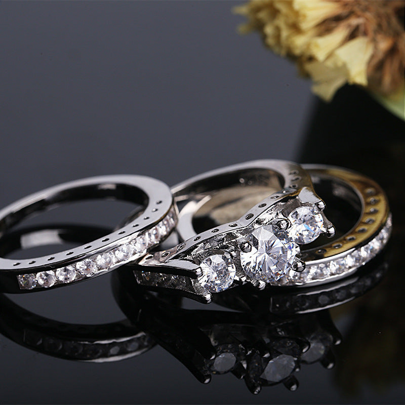 Elegant three-piece silver ring