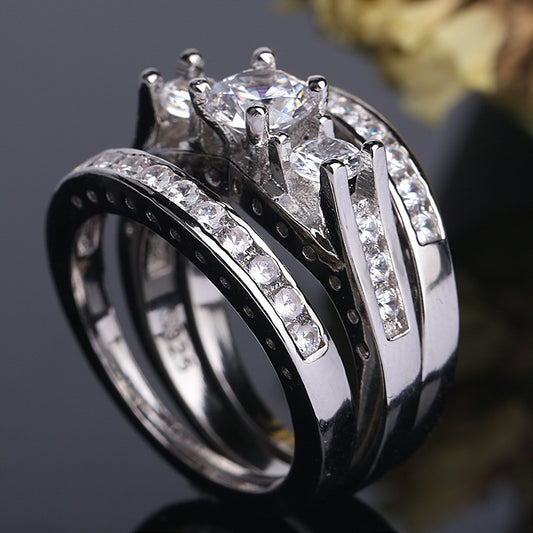 Elegant three-piece silver ring