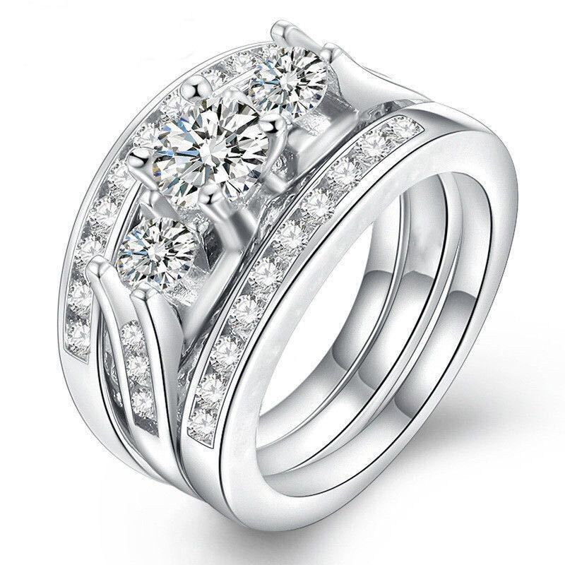 Elegant three-piece silver ring