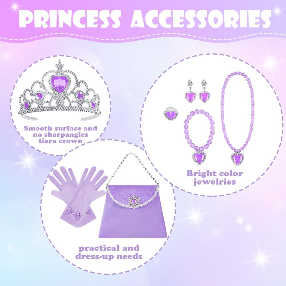 Vicloon Princess Cape, Shiny Sequin Cape, Princess Costume, Magic Wand Necklace