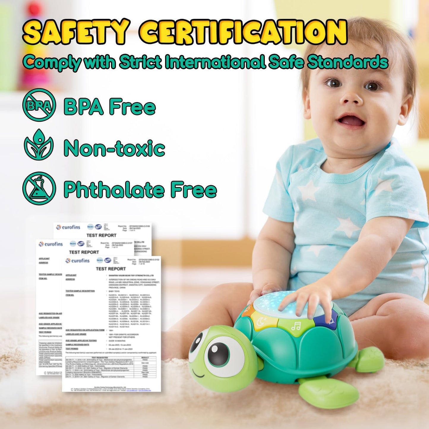 Lehoo Castle Baby Crawling Toy from 3 6 9 Months Turtles Baby Toy with Music Projector Educational Toy for 1 Year Old Newborn Toy Gift