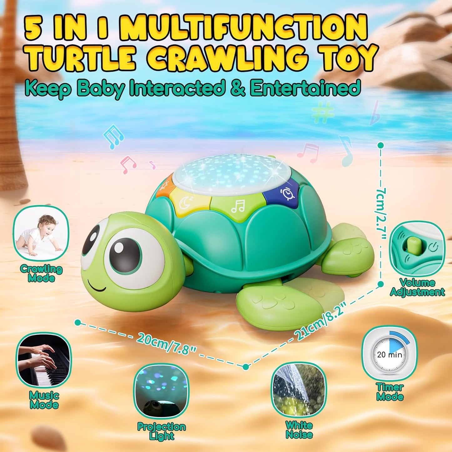Lehoo Castle Baby Crawling Toy from 3 6 9 Months Turtles Baby Toy with Music Projector Educational Toy for 1 Year Old Newborn Toy Gift
