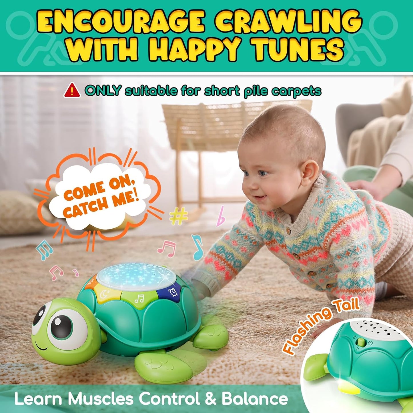 Lehoo Castle Baby Crawling Toy from 3 6 9 Months Turtles Baby Toy with Music Projector Educational Toy for 1 Year Old Newborn Toy Gift