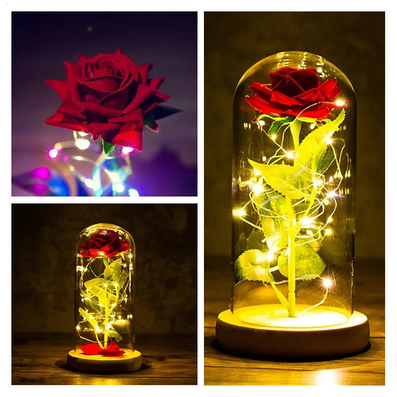 Galaxy rose in glass