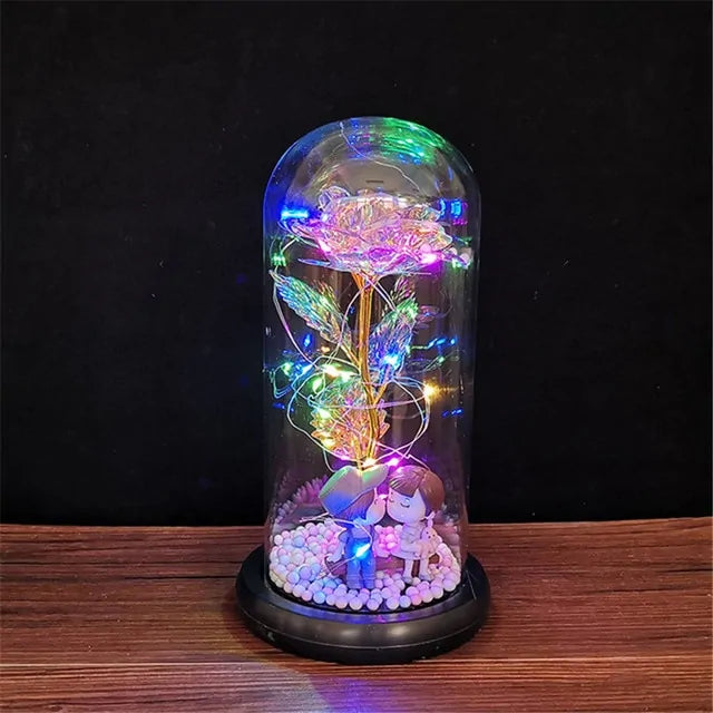 Galaxy rose in glass