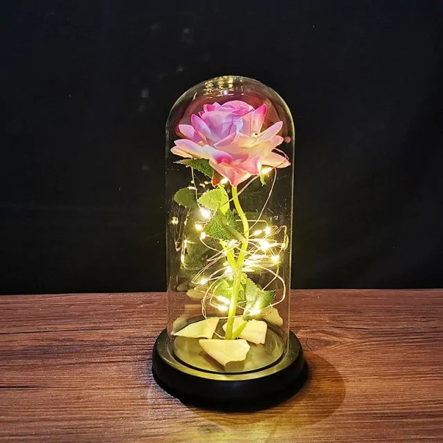 Galaxy rose in glass